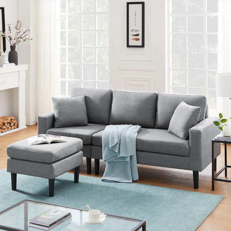 Latitude Run® 77.16" Wide Reversible Sofa And Chaise With Ottoman Wayfair